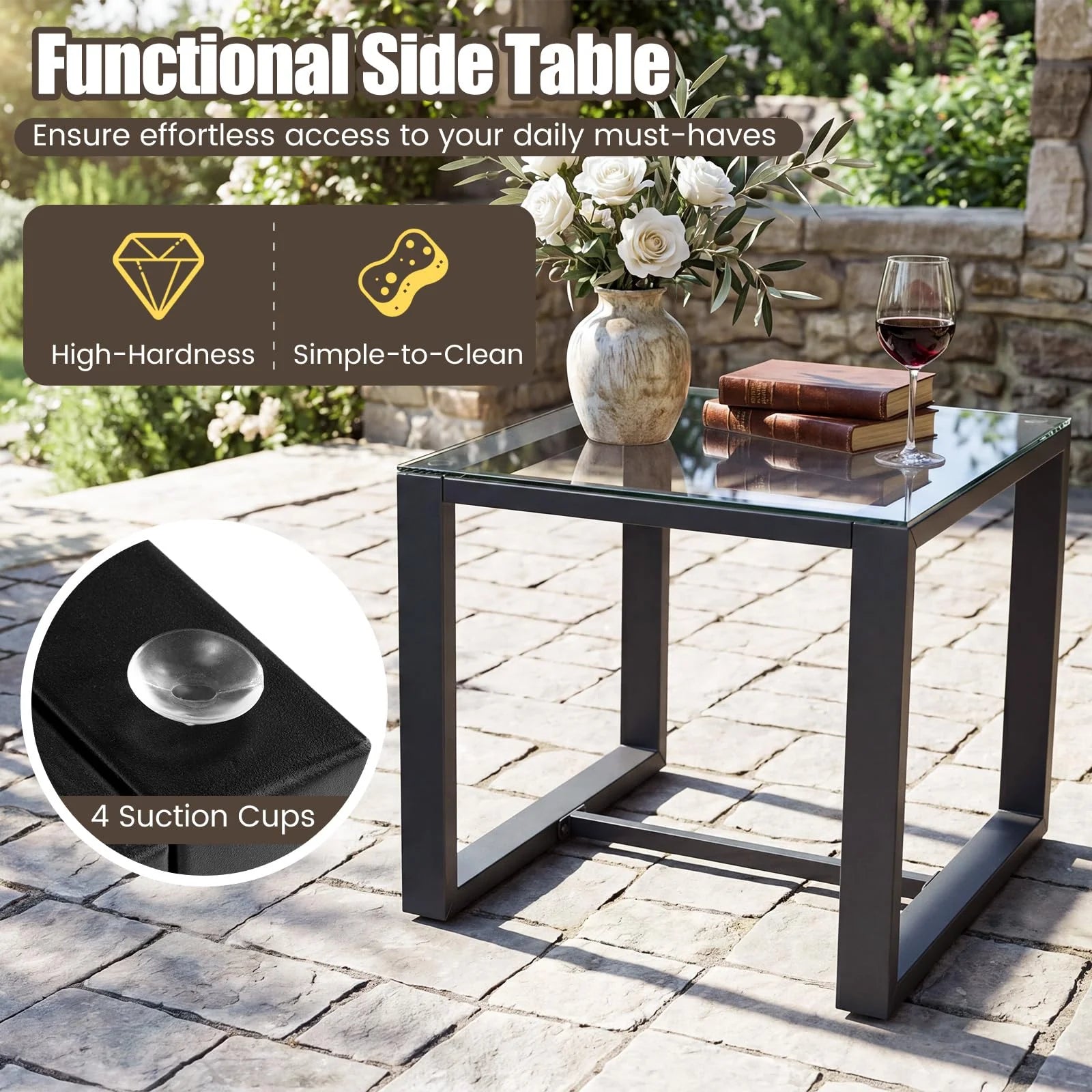 Tangkula 5 Pieces Wicker Patio Conversation Set 2-Person Small Balcony Furniture Seating Set