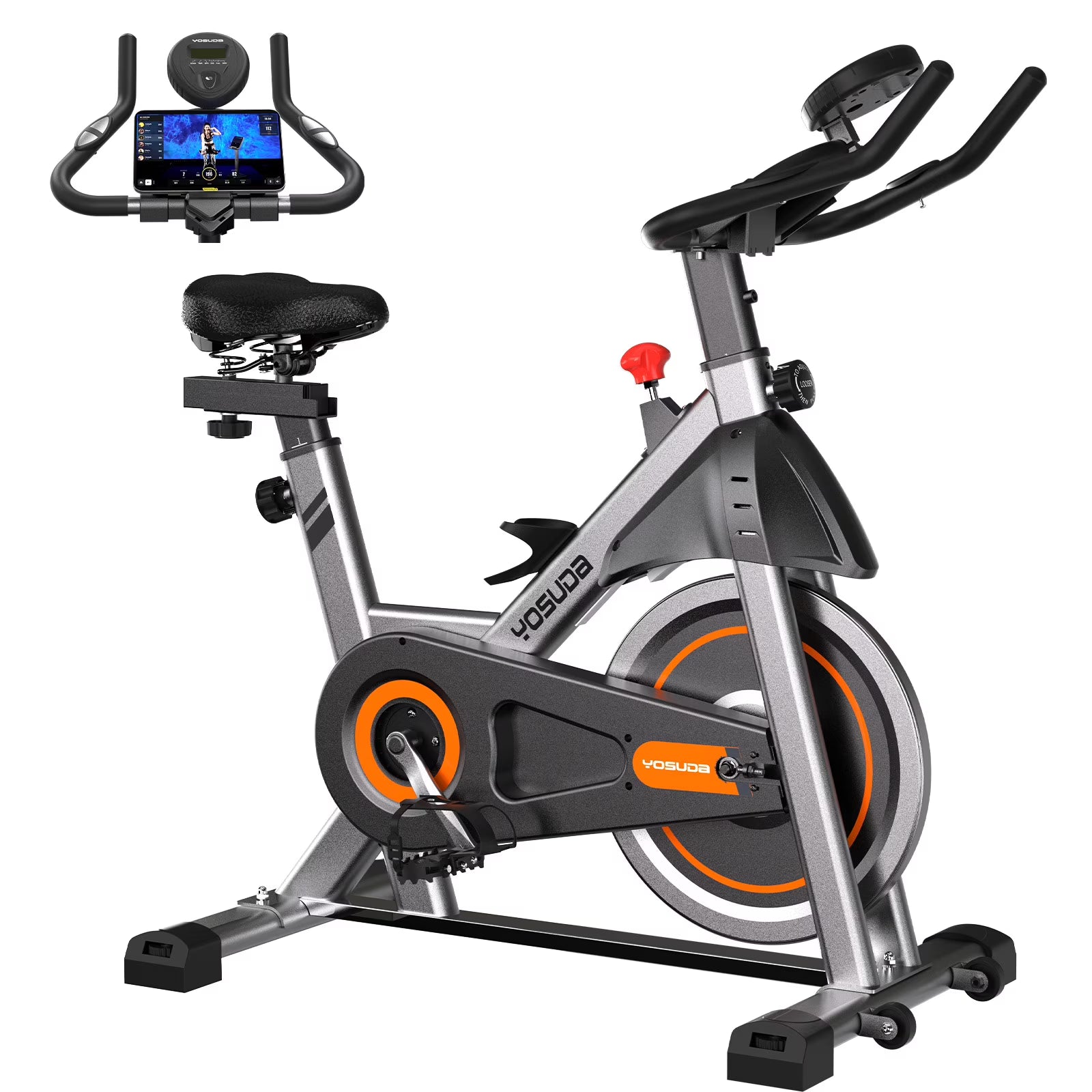 YOSUDA Indoor Cycling Bike, 330 lb Capacity, Comfort Seat, LCD Monitor
