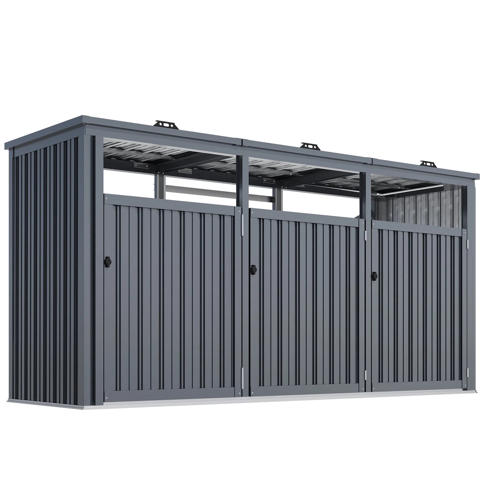 AECOJOY 73 Cu.Ft Outdoor Trash Can Storage Shed for 3 Garbage Cans
