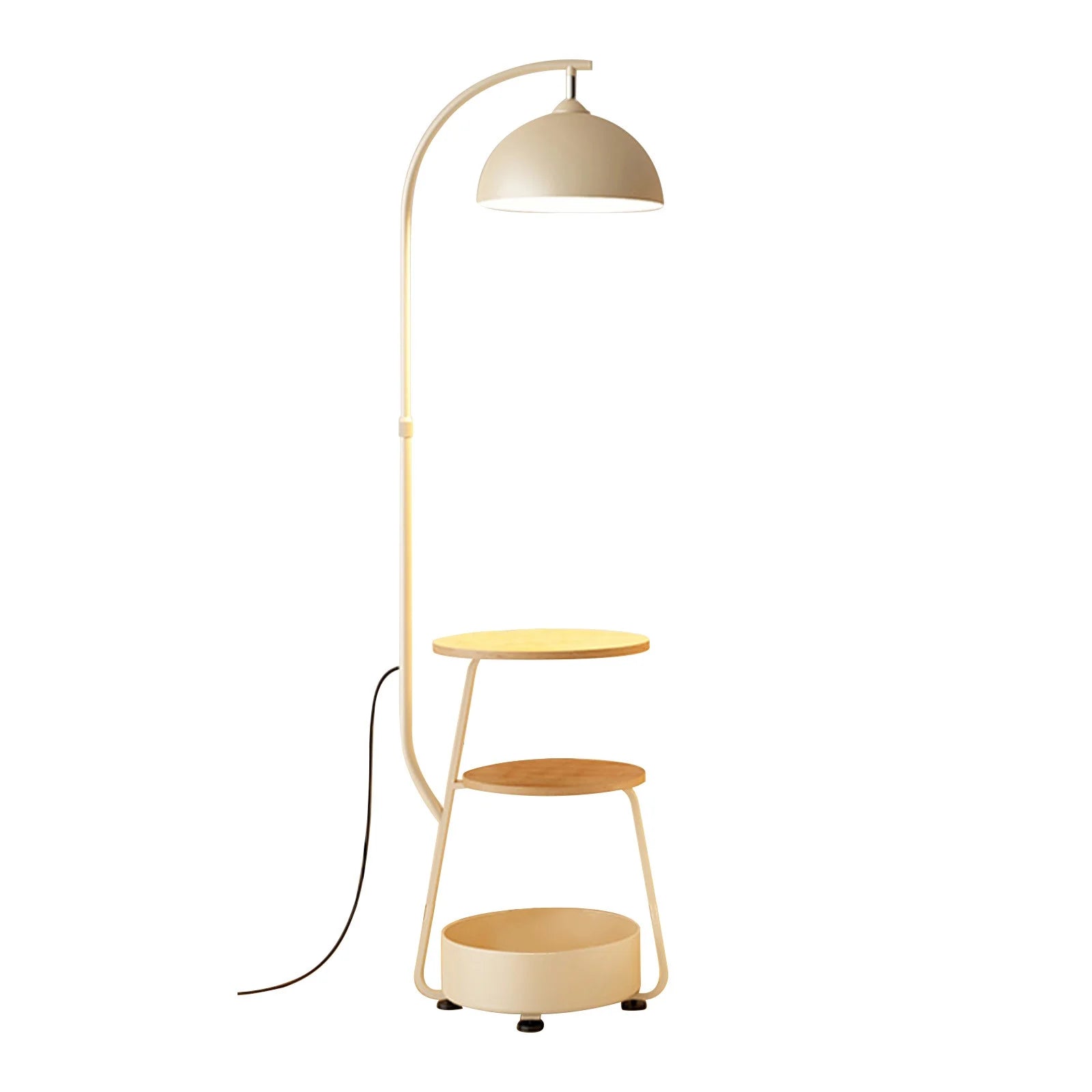 FQNRM Upgraded Cream Style Living Room Sofa Corner Floor Lamp Bedroom Bedside Table Integrated Table Lamp Wireless Charging Storage Vertical Lamp U