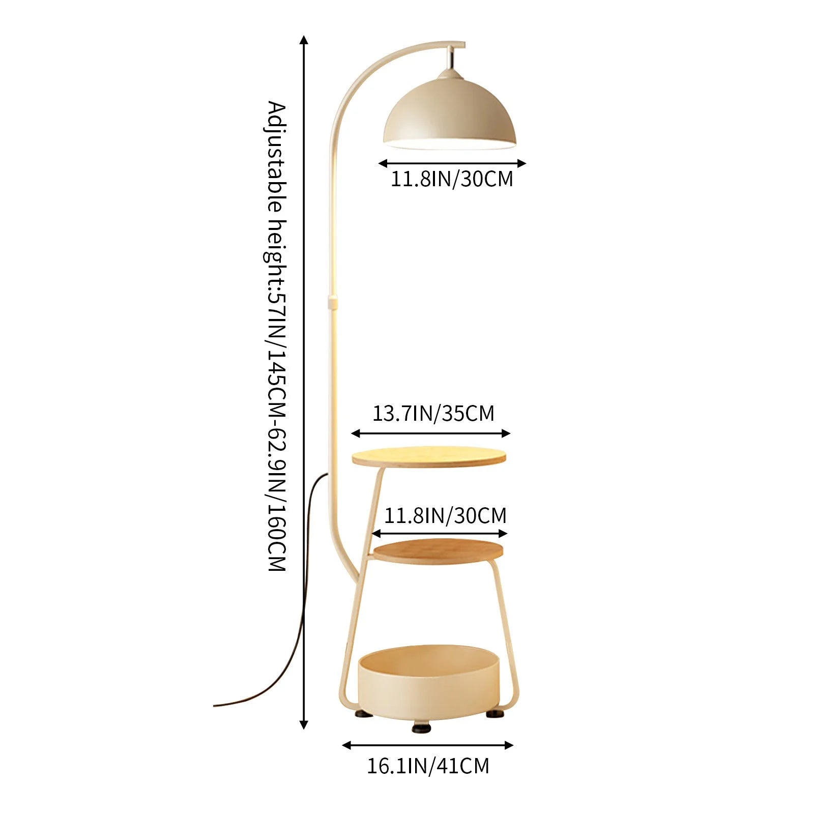 FQNRM Upgraded Cream Style Living Room Sofa Corner Floor Lamp Bedroom Bedside Table Integrated Table Lamp Wireless Charging Storage Vertical Lamp U