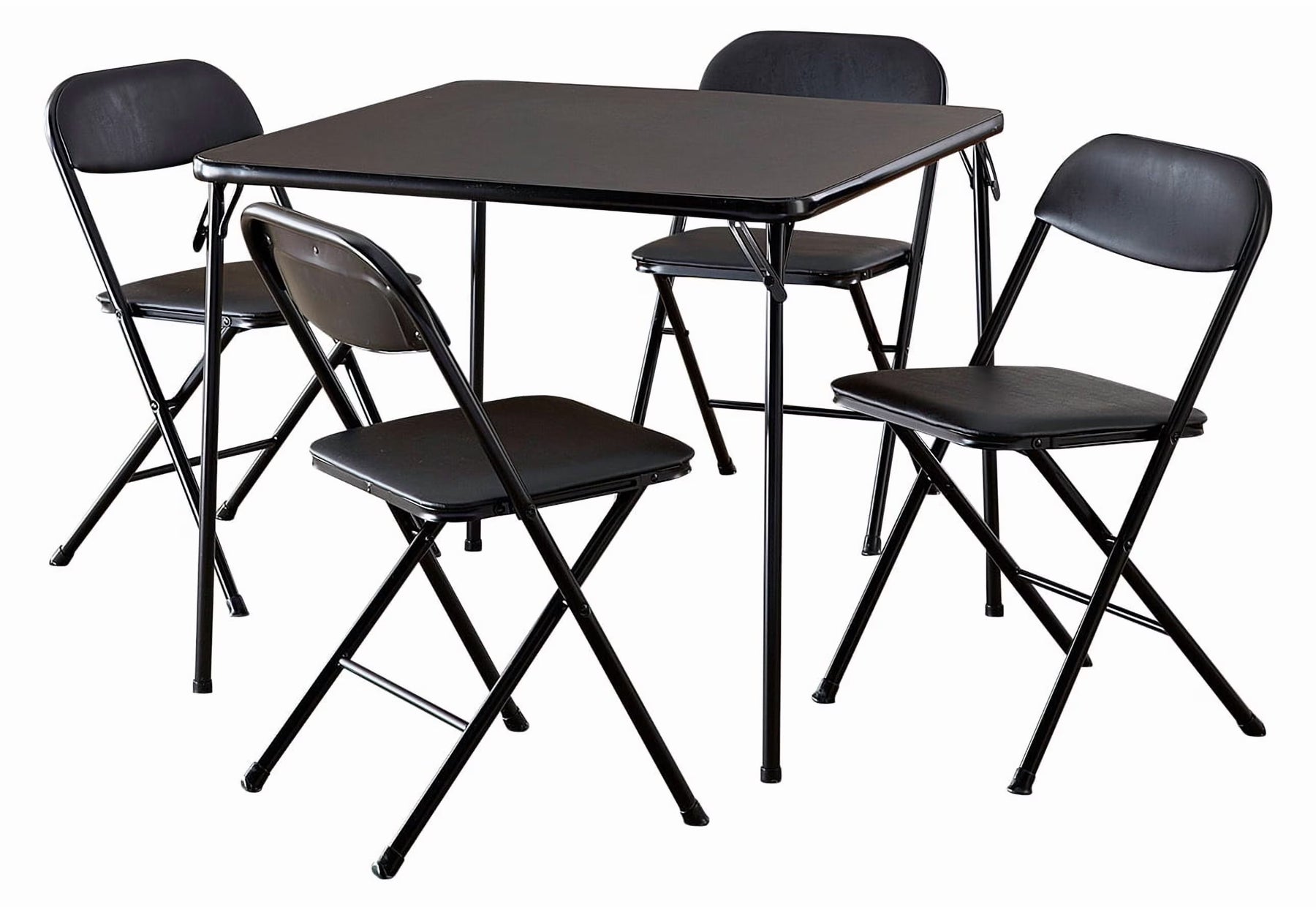 COSCO 5 - Piece Folding Set with Card Table and 4 Vinyl Padded Chairs, Black