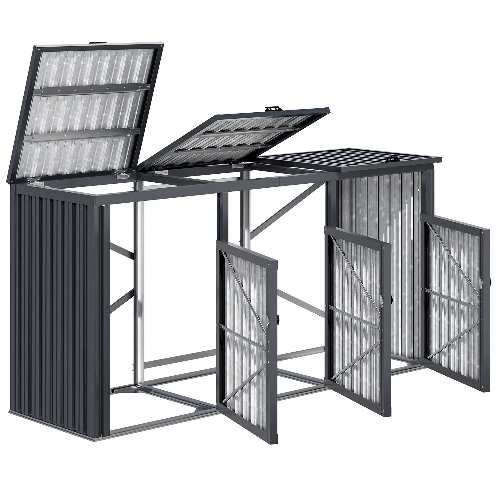 AECOJOY 73 Cu.Ft Outdoor Trash Can Storage Shed for 3 Garbage Cans