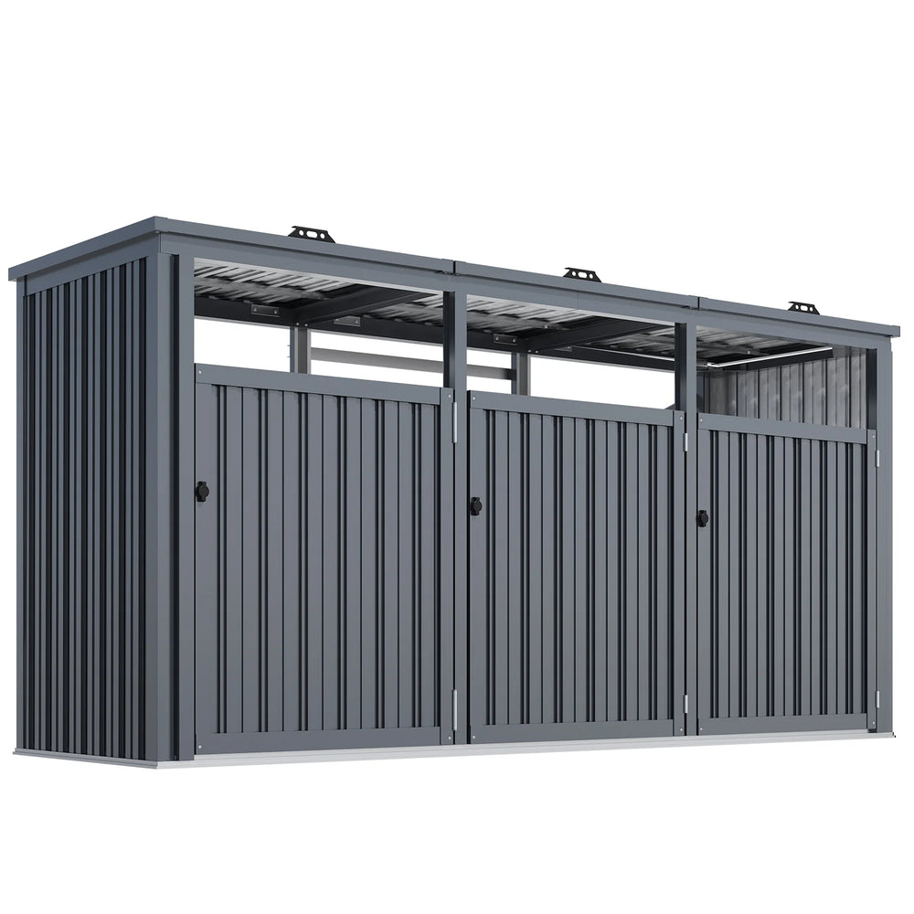 AECOJOY 73 Cu.Ft Outdoor Trash Can Storage Shed for 3 Garbage Cans